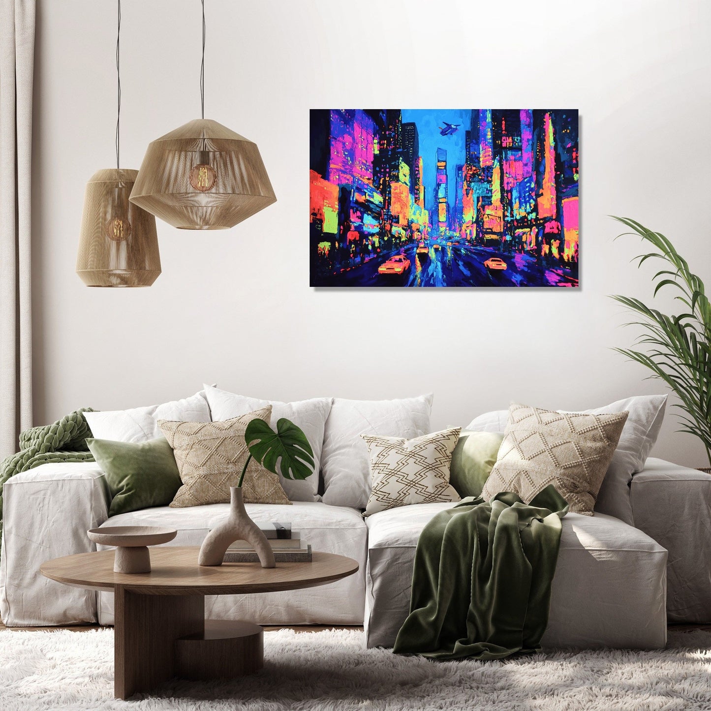Neon Metropolis Night Canvas