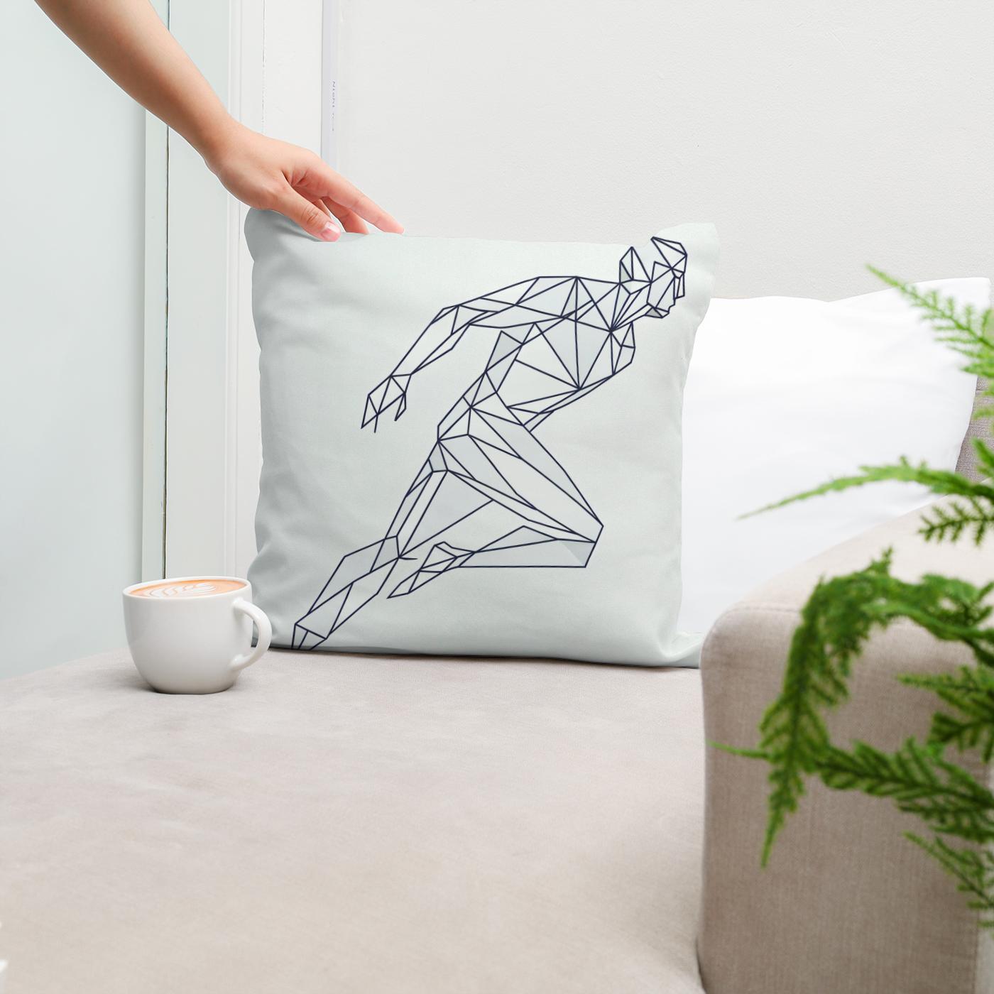 Geometric Human Silhouette Cotton Cushion