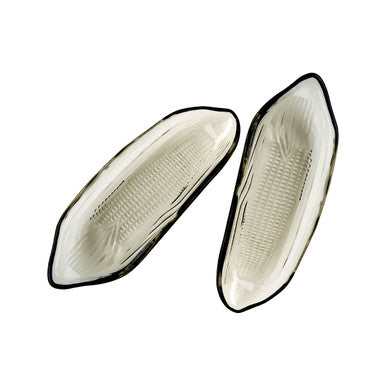 Vidrio Set Of Two Corn On The Cob Grey Coloured Glass Dishes