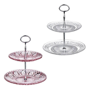 Molly Clear Glass 2 Tier Cake Stand