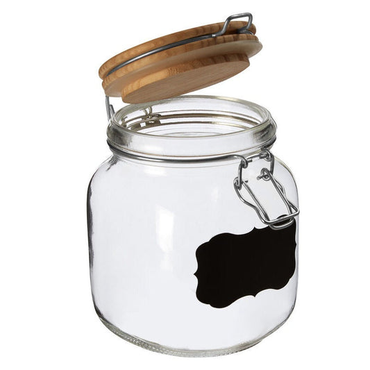Grocer Glass Storage Jar with Wooden Lid 1000ml