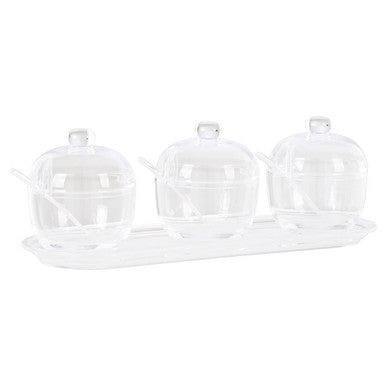 Gozo Set Of 3 Condiment Pots Withy Tray