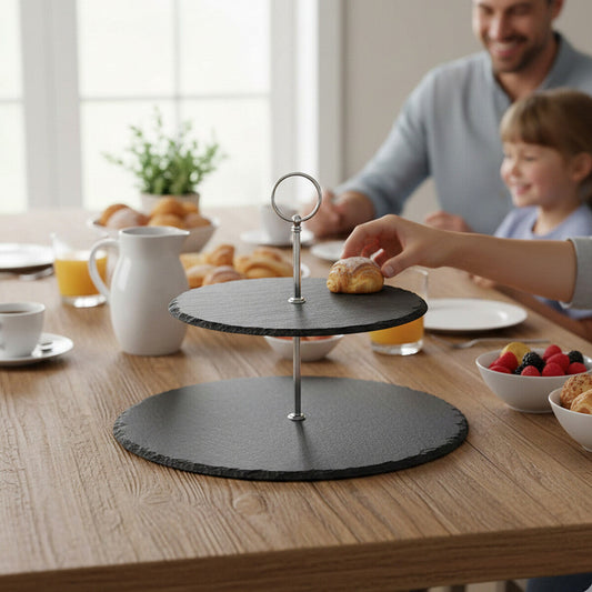 Preto Slate 2 Tier Round Cake Stand