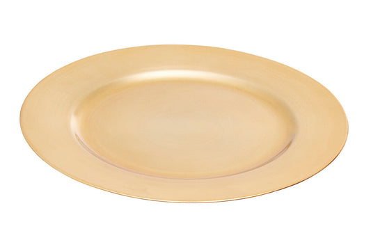 33cm Dia Flat Gold Decorative Charger Plate