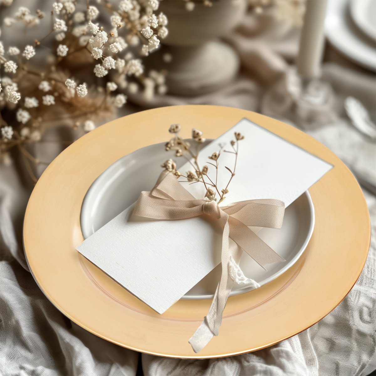 33cm Dia Flat Gold Decorative Charger Plate