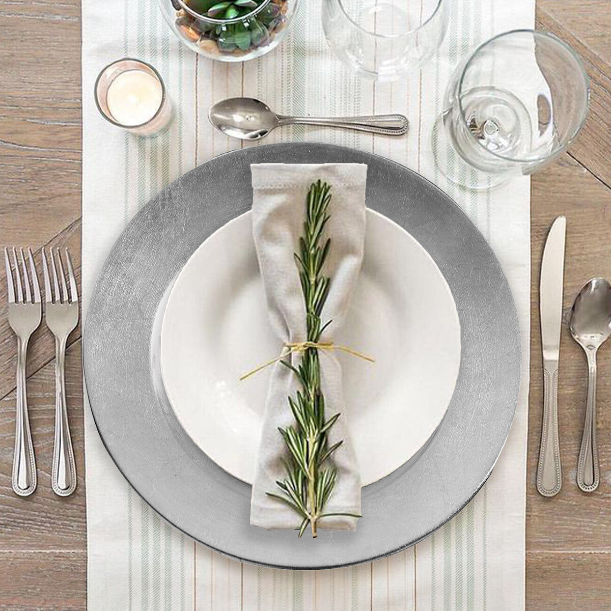 33cm Dia Silver Finish Charger Plate