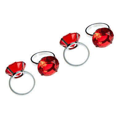 Set of Four Red Napkin Rings | Diamante