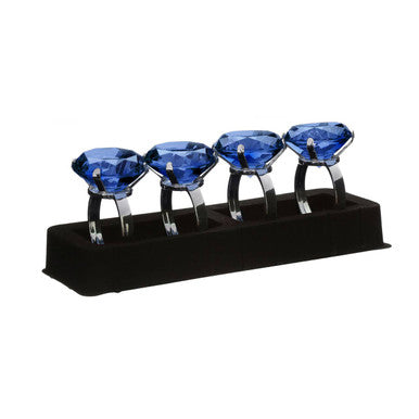 Set of Four Sapphire Napkin Rings | Diamante
