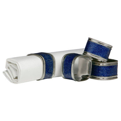 Set Of Four Sapphire Glitter Napkin Rings