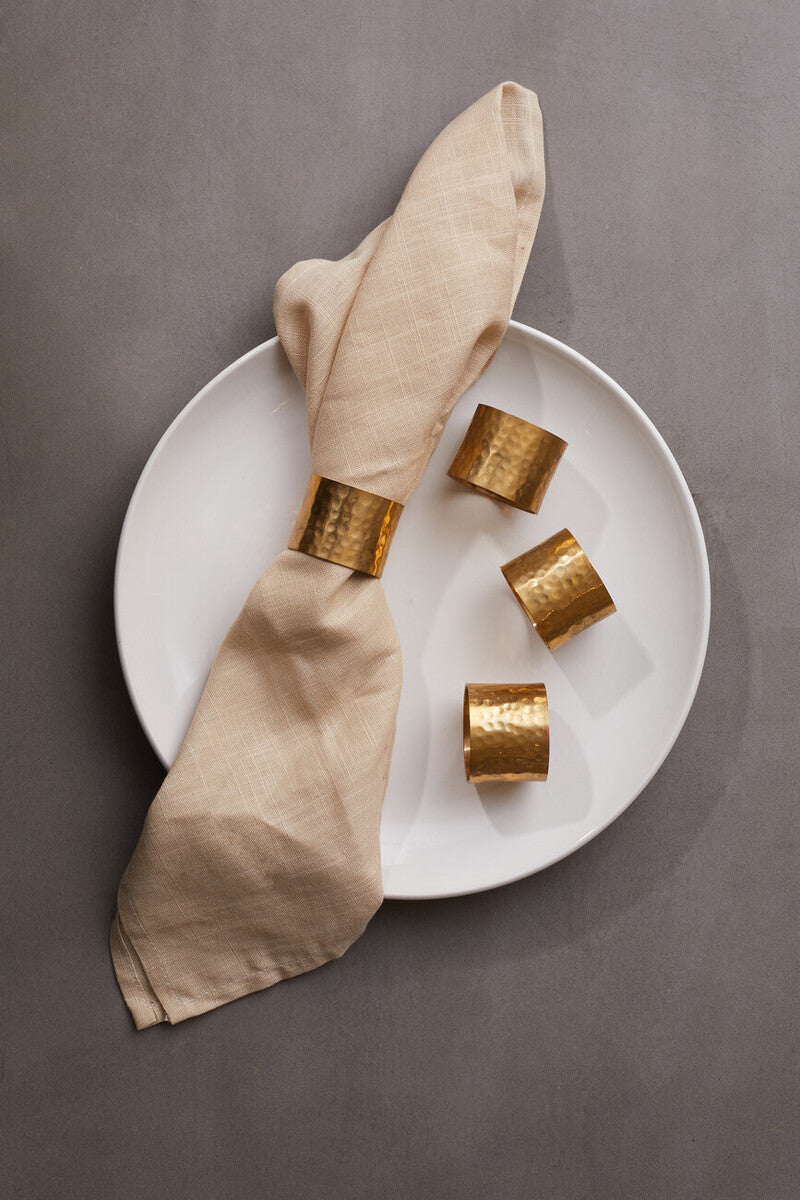 Set Of Four Brass Finish Napkin Rings