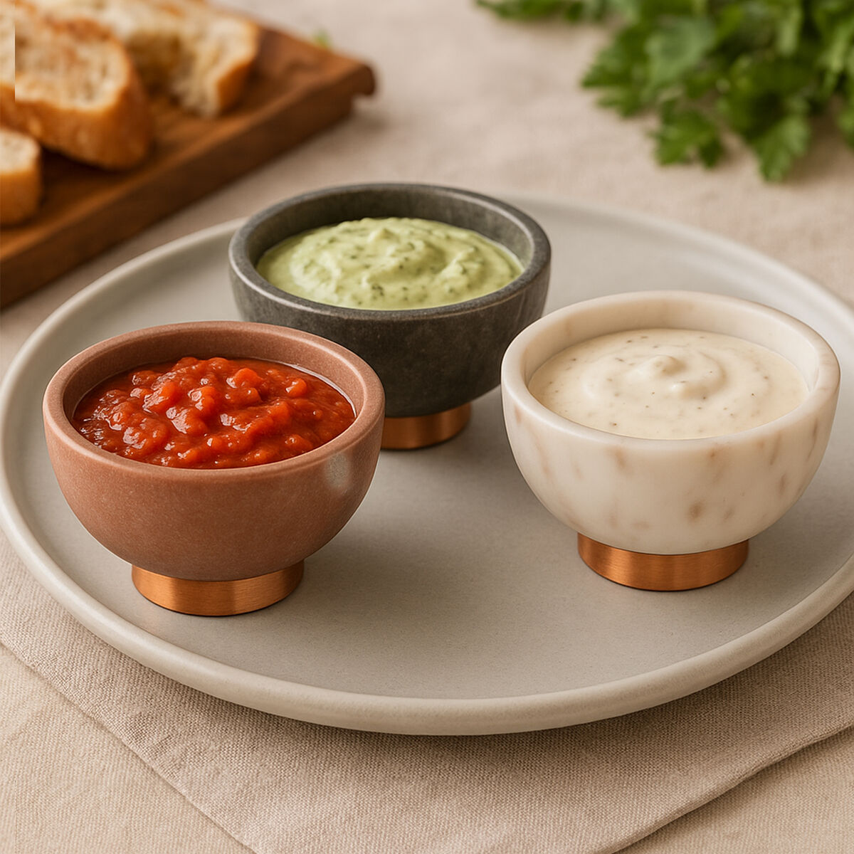 Monzaro Set Of 3 Marble Dipping Bowls