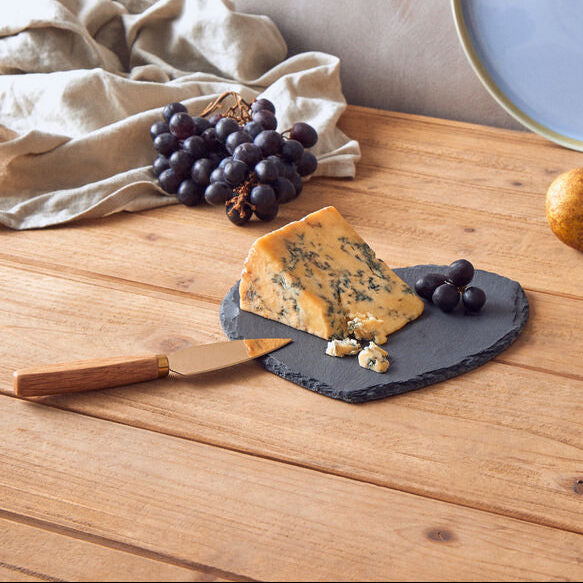 Carter Heart Slate Cheese Board With Gold Knife
