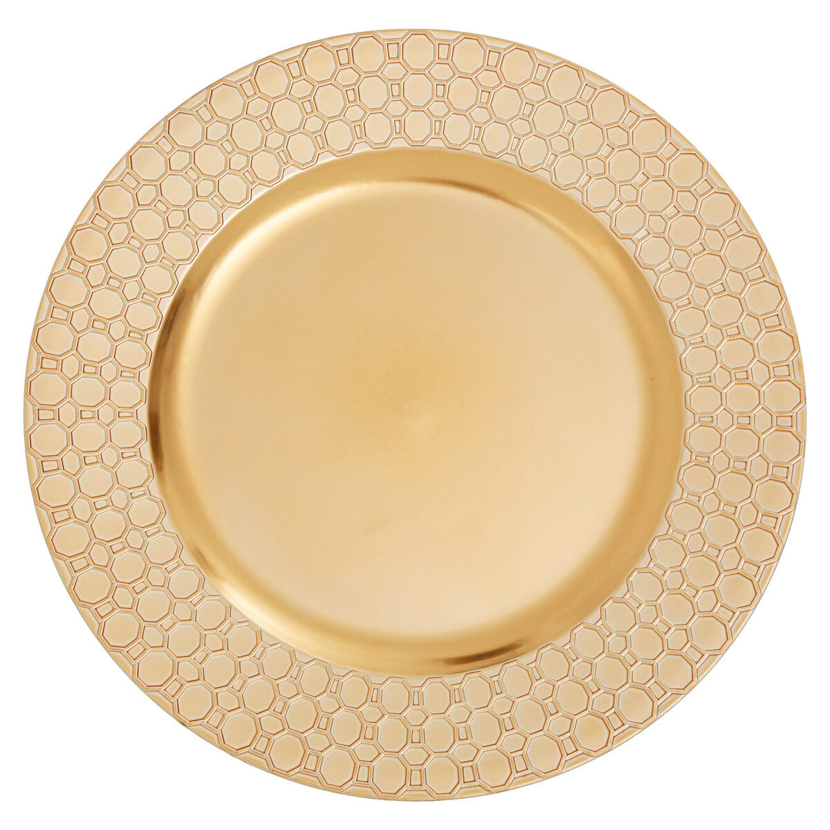 Gold Charger Plate with Octagon Pattern Rim | Dia
