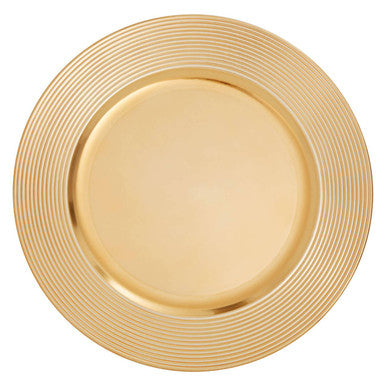 Gold Charger Plate with Ribbed Rim | Dia