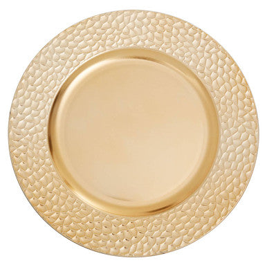 Dia Gold Charger Plate With Hammered Rim