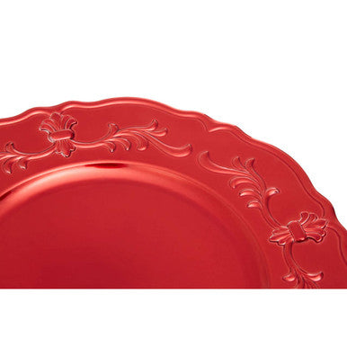 Dia Red Finish Baroque Charger Plate