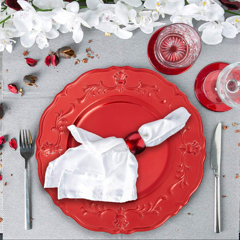 Red Finish Baroque Charger Plate | Dia