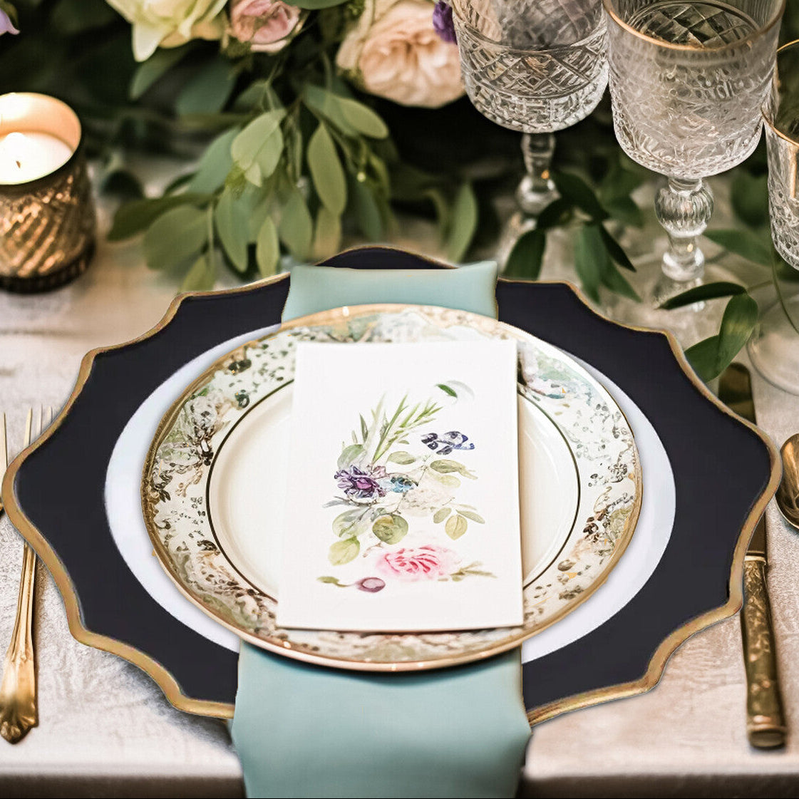 Dia White And Black Scalloped Charger Plate