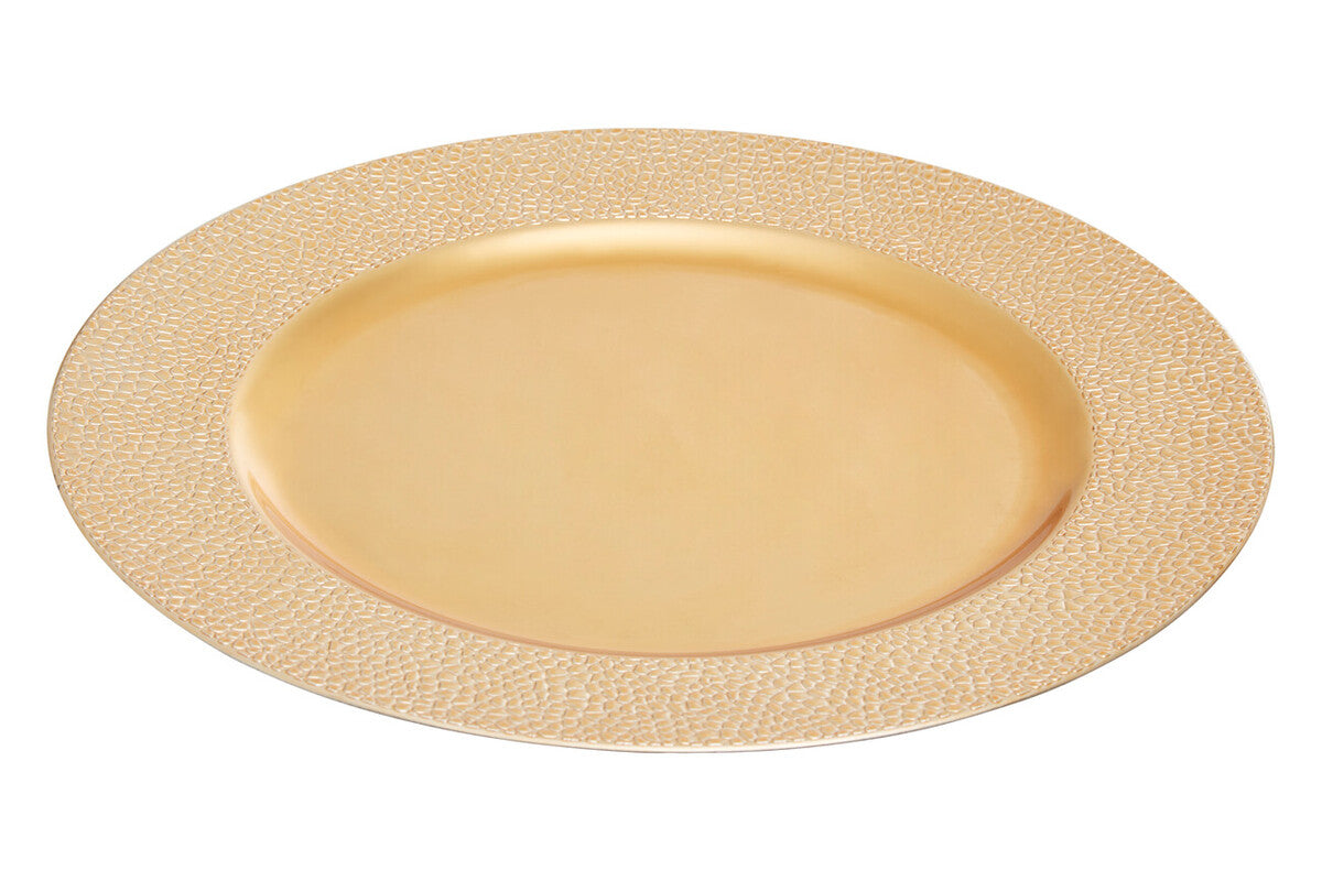 Gold Finish Pebble Effect Charger Plate | Dia