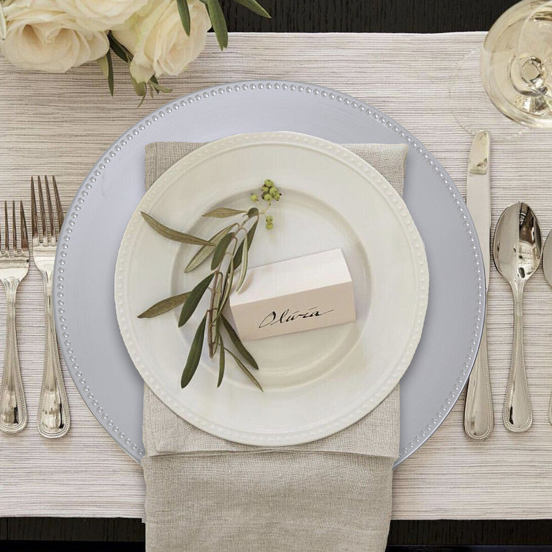 Dia Silver Finish Dotted Charger Plate