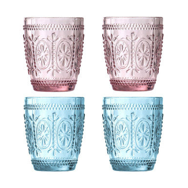 Set Of Four Fleur Glass Tumblers