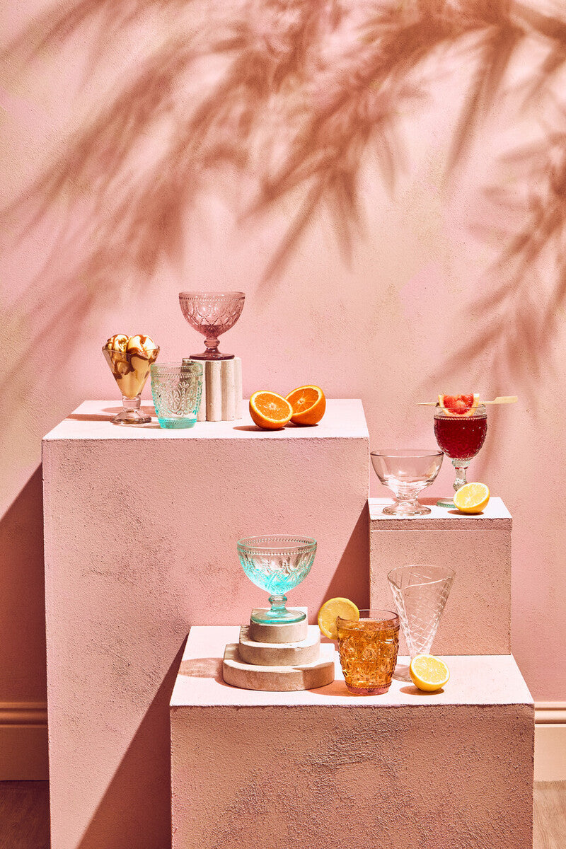 Set Of Four Fleur Glass Tumblers