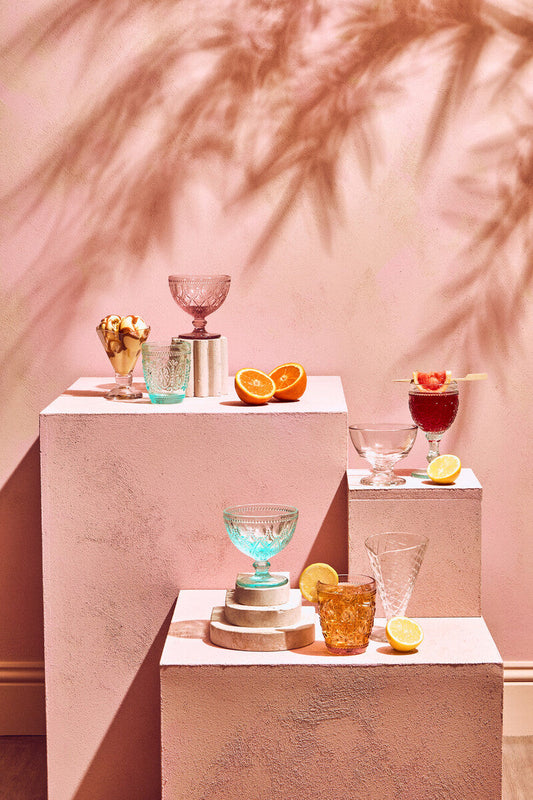 Set Of Four Fleur Glass Tumblers