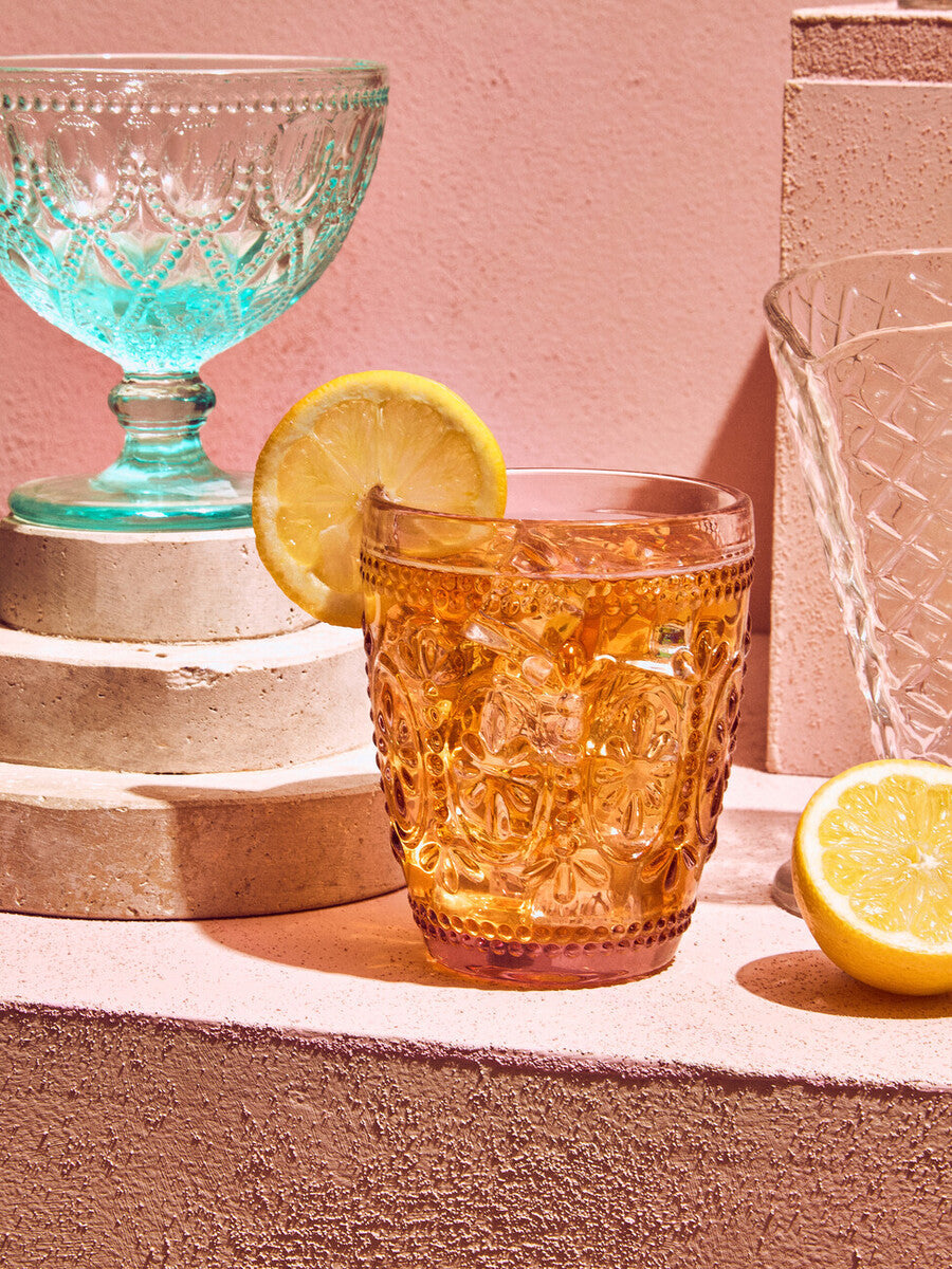 Set Of Four Fleur Glass Tumblers