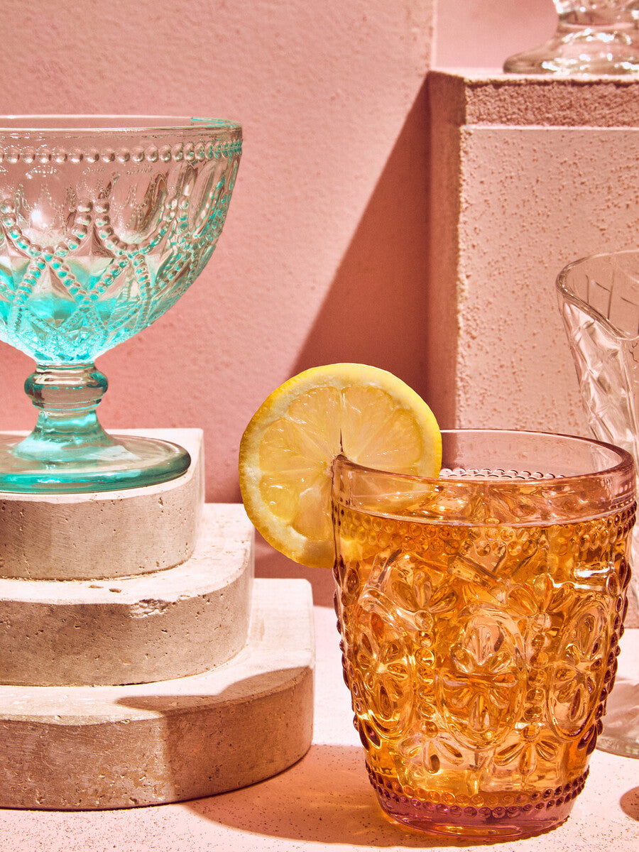 Set Of Four Fleur Glass Tumblers