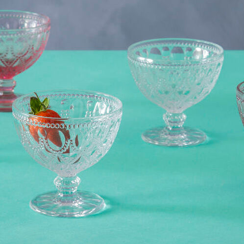 Fleur Set Of Two Clear Glass Sundae Dishes