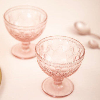 Fleur Set Of Two Pink Glass Sundae Dishes