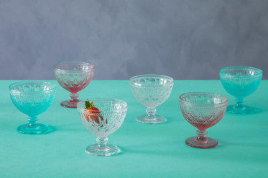 Fleur Set Of Two Pink Glass Sundae Dishes