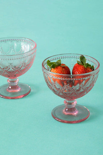 Fleur Set Of Two Pink Glass Sundae Dishes