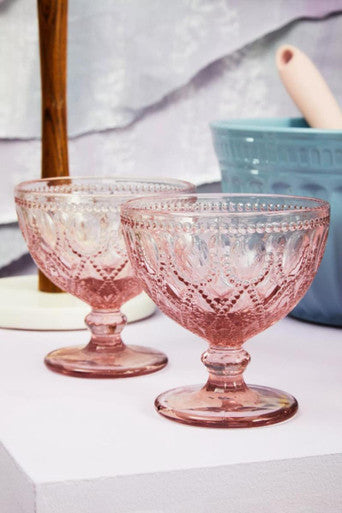 Set of Two Pink Glass Sundae Dishes | Fleur