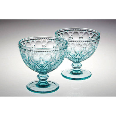 Fleur Set Of Two Blue Glass Sundae Dishes