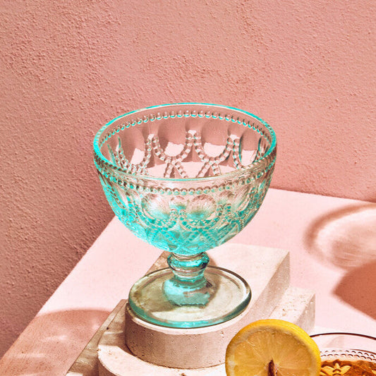 Fleur Set Of Two Blue Glass Sundae Dishes