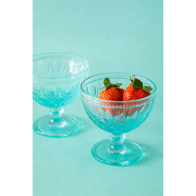 Fleur Set Of Two Blue Glass Sundae Dishes