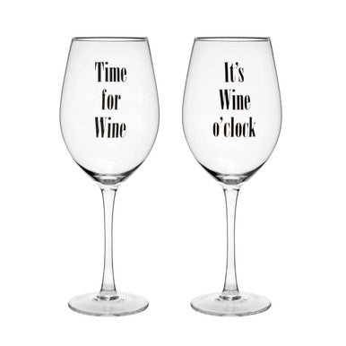 Set of 2 Time for Wine Large Wine Glasses | Verity