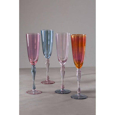 Aurora Set Of 4 Multicolour Champagne Glasses
