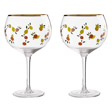 Mila Set Of 2 Citrus Design Gin Glasses
