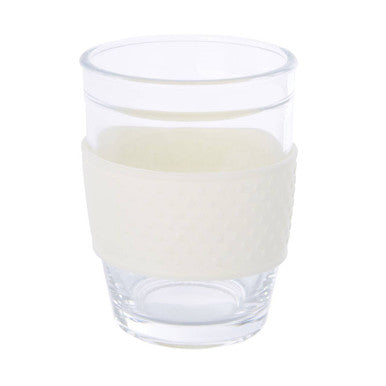 Glass Mug with Cream Silicone Band Lid | Mimo