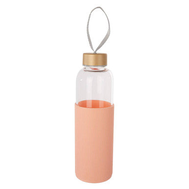 Glass Bottle with Peach Pink Silicone Sleeve | Mimo