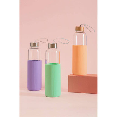 Glass Bottle with Peach Pink Silicone Sleeve | Mimo