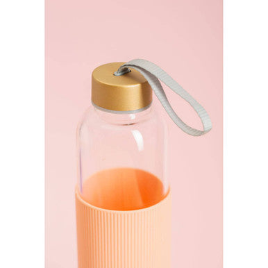 Glass Bottle with Peach Pink Silicone Sleeve | Mimo