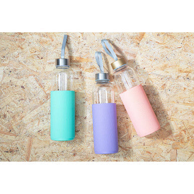 Glass Bottle with Peach Pink Silicone Sleeve | Mimo