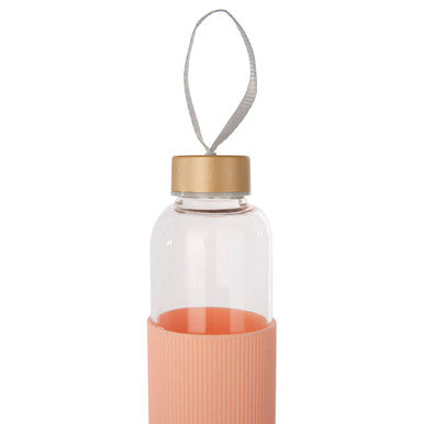Glass Bottle with Peach Pink Silicone Sleeve | Mimo
