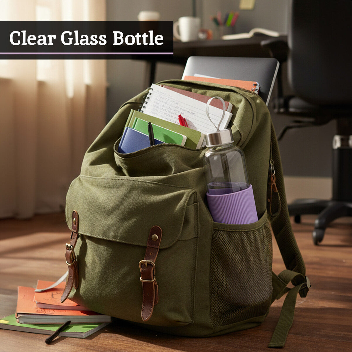 Mimo Glass Bottle With Purple Silicone Sleeve