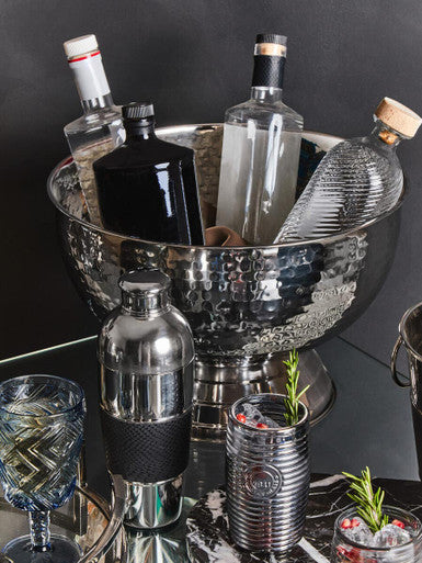 Set of Four Grey Ribbed Glass Tumblers | Dayla