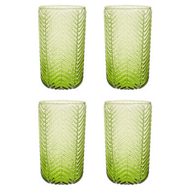 Fleur Set Of Four Green Highball Glasses