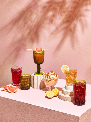 Fleur Set Of Four Green Highball Glasses